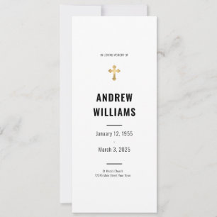 In Loving Memory Funeral Program Black White Invitation
