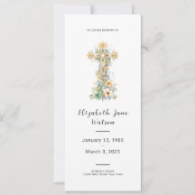 In Loving Memory Funeral Program Floral Cross