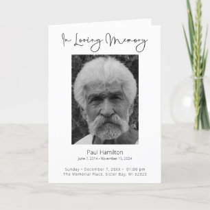 In Loving Memory Funeral Program Order of Service  Programme