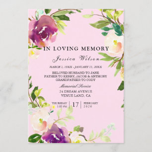 In loving memory funeral service inviation programme