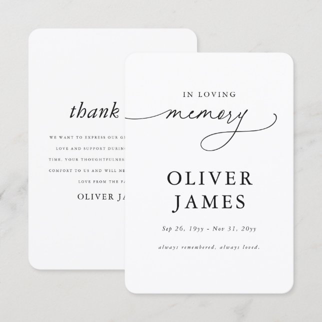 In Loving Memory Funeral Thank You Card (Front/Back)