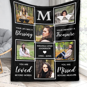 In Loving Memory Gift 6 Photo Unique Memorial Fleece Blanket