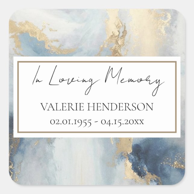 In Loving Memory Gold Blue Sticker (Front)