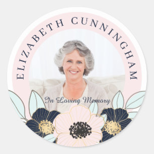 In Loving Memory Gold Embossed Floral and Foliage Classic Round Sticker
