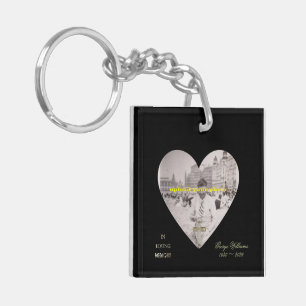 In Loving Memory Golden Cross Heart Shape Photo Key Ring