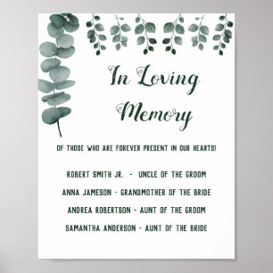 In Loving Memory Greenery Eucalyptus Wedding Sign