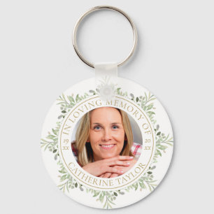 In Loving Memory Greenery Photo Key Ring