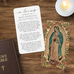 In Loving Memory Guadalupe Funeral Prayer Cards