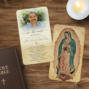 In Loving Memory Guadalupe Photo Memorial Cards