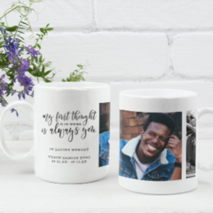 In Loving Memory   Hand Lettered Two Photo Collage Coffee Mug