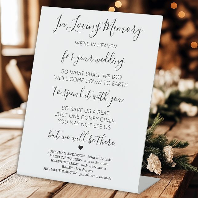 In Loving Memory Heaven Poem Wedding Memorial  Pedestal Sign (Creator Uploaded)