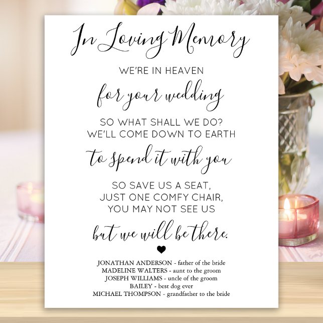 In Loving Memory Heaven Poem Wedding Memorial Poster (Creator Uploaded)