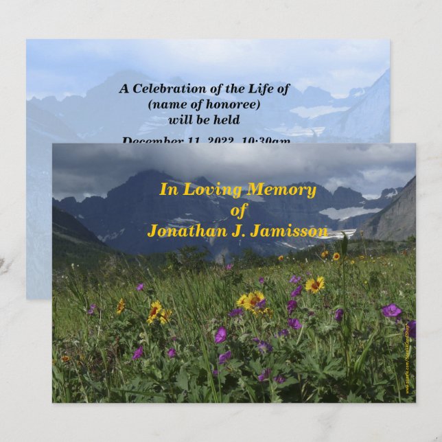 In Loving Memory Invitation, Mountain Wildflowers Invitation (Front/Back)