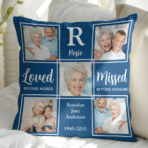 In Loving Memory Keepsake Blue Photo Memorial Cushion