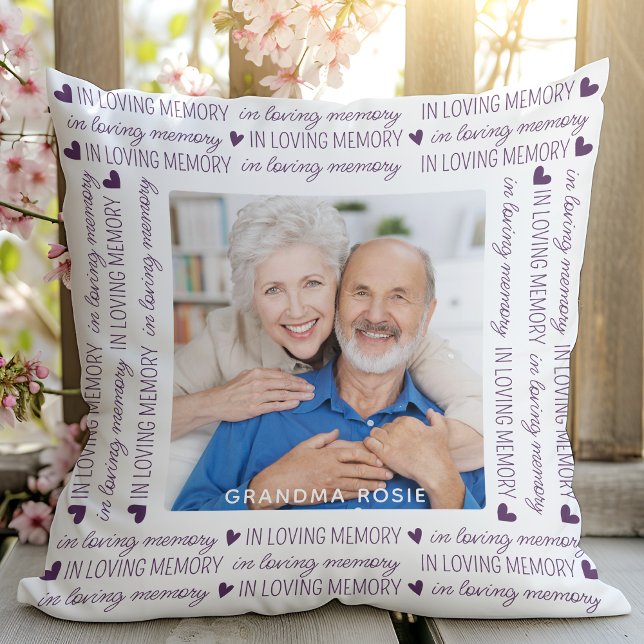 In Loving Memory Keepsake Purple Photo Memorial Cushion (Creator Uploaded)