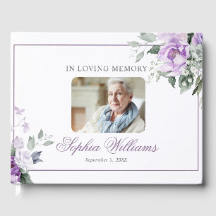 In loving Memory Lavender Floral Guest Book