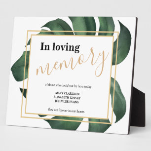 In loving memory Leaf wedding sign Tabletop Plaque