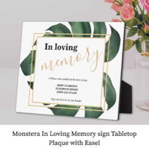 In loving memory Leaf wedding sign Tabletop Plaque