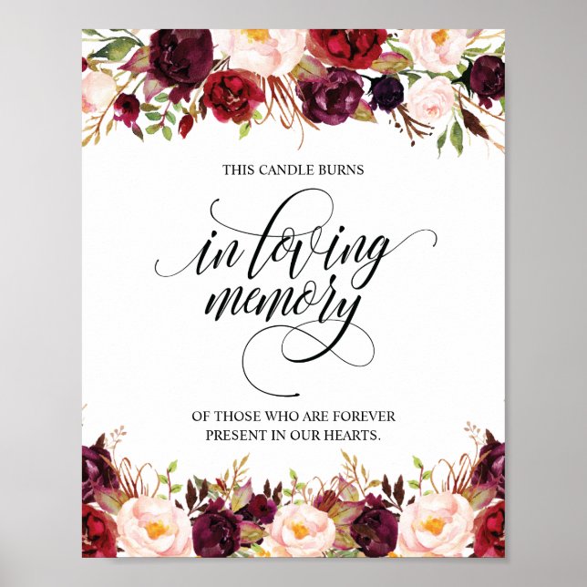 In Loving Memory Memorial Candle Burns Sign (Front)