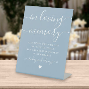 In Loving Memory Memorial Dusty Blue Wedding Pedestal Sign