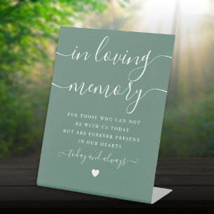 In Loving Memory Memorial Eucalyptus Green Wedding Pedestal Sign