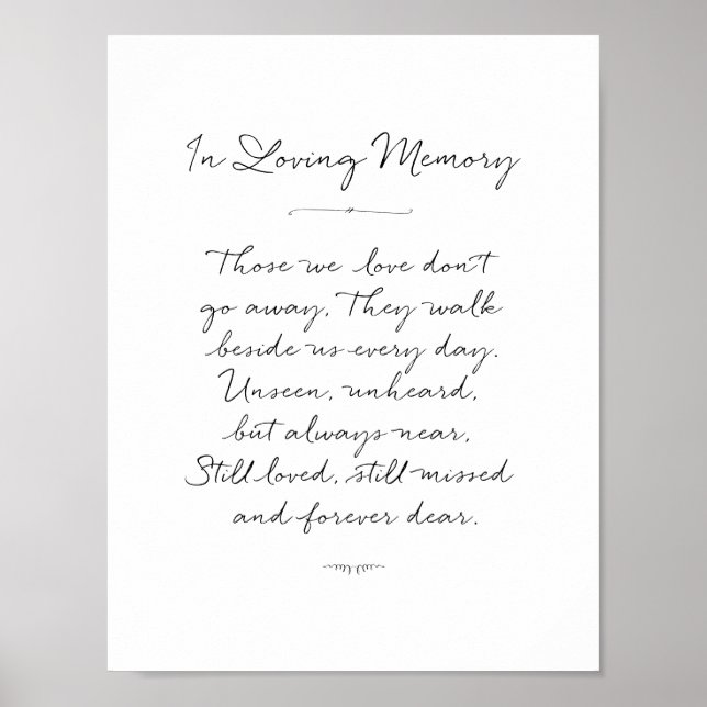 In loving memory memorial, funeral, Black Poster (Front)