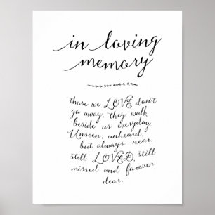 In loving memory memorial, funeral, Black Poster