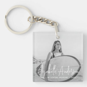 In Loving Memory Memorial Funeral Modern Photo Key Ring