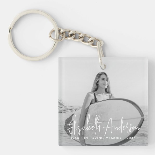 In Loving Memory Memorial Funeral Modern Photo Key Ring (Front)