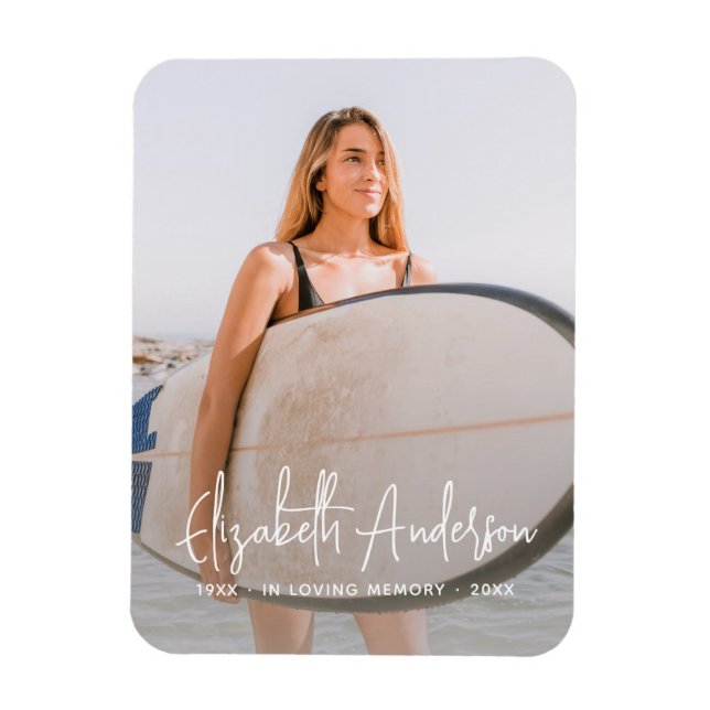 In Loving Memory Memorial Funeral Modern Photo Magnet (Vertical)