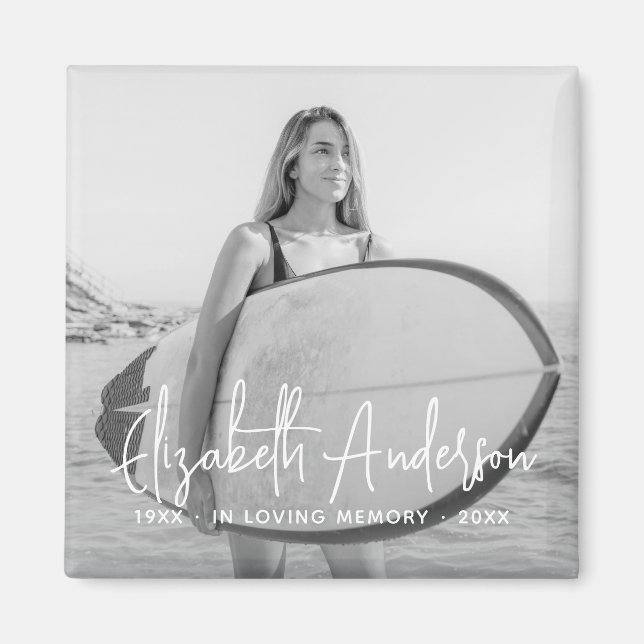 In Loving Memory Memorial Funeral Modern Photo Magnet (Front)