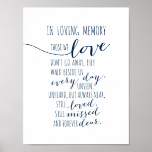 In loving memory memorial, funeral, Navy Blue Poster