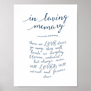 In loving memory memorial, funeral, Navy Blue Poster