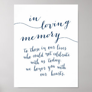 In loving memory memorial, funeral, Navy Blue Poster