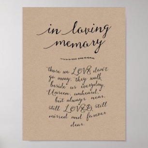 In loving memory memorial, funeral, Rustic kraft Poster