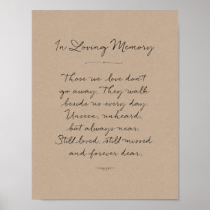 In loving memory memorial, funeral, Rustic Poster