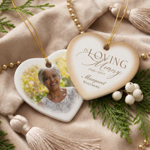 In Loving Memory Memorial Heart Photo Keepsake Ceramic Tree Decoration
