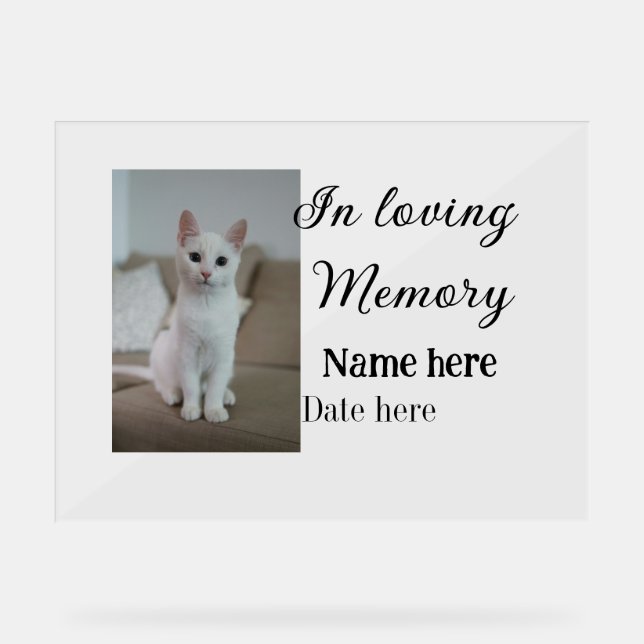 In loving memory memorial keepsake add pet name acrylic sign (Front)