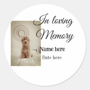 In loving memory memorial keepsake add pet name classic round sticker