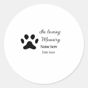 In loving memory memorial keepsake add pet name classic round sticker
