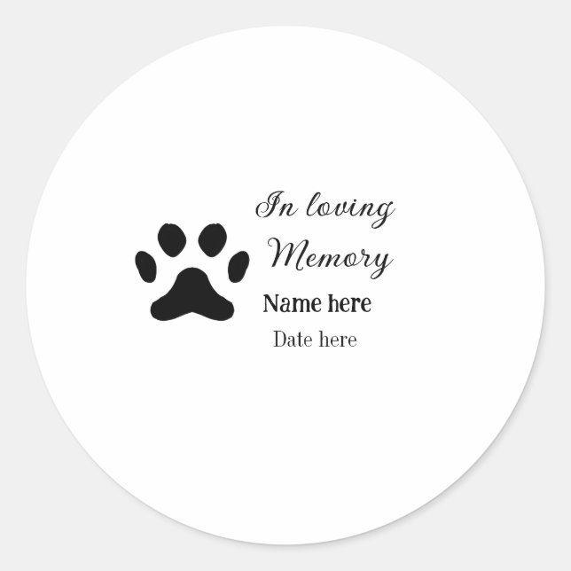 In loving memory memorial keepsake add pet name classic round sticker (Front)