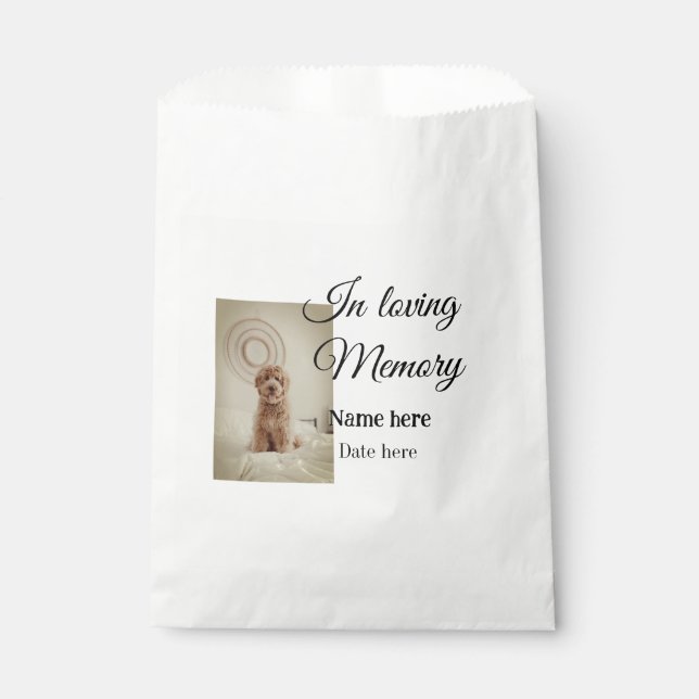 In loving memory memorial keepsake add pet name favour bags (Front)
