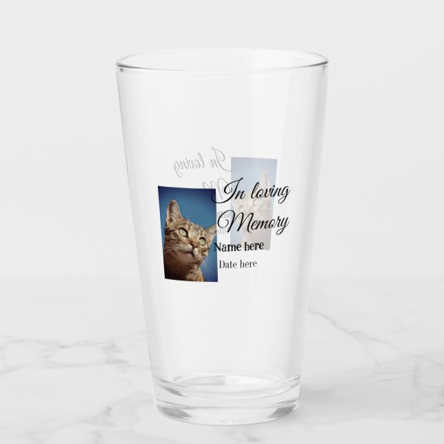 In loving memory memorial keepsake add pet name glass (Front)