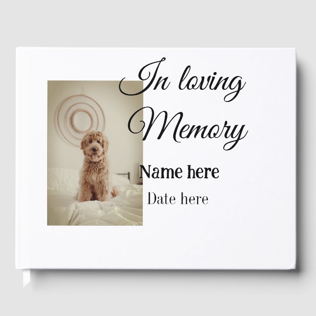 In loving memory memorial keepsake add pet name guest book (Front)