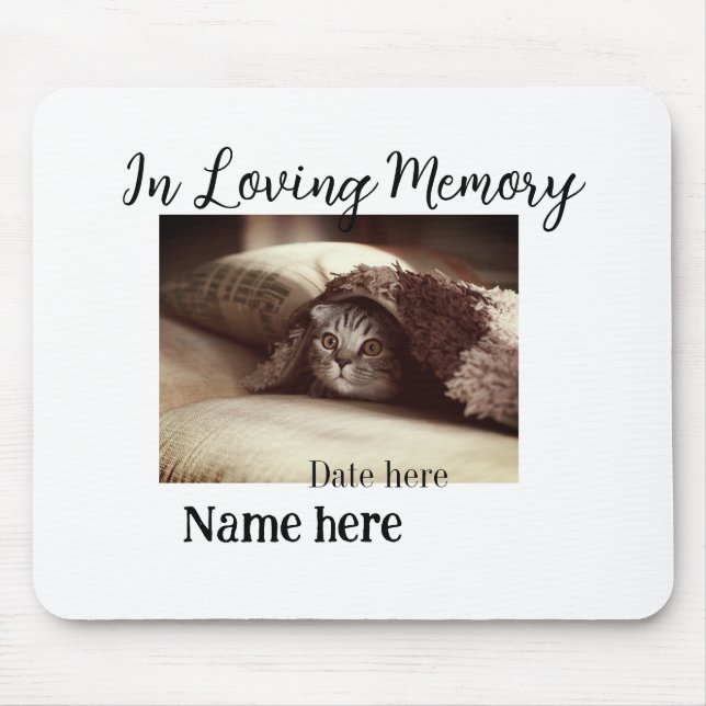 In loving memory memorial keepsake add pet name mouse mat (Front)