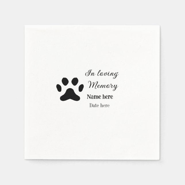 In loving memory memorial keepsake add pet name napkin (Front)