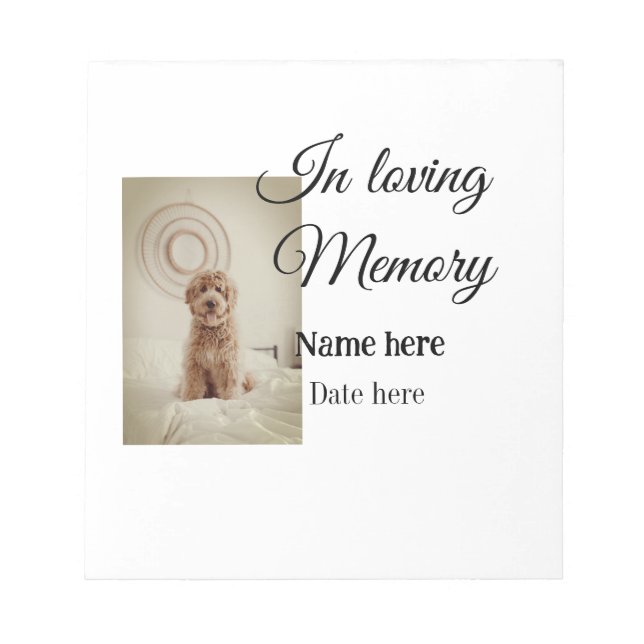In loving memory memorial keepsake add pet name notepad (Front)