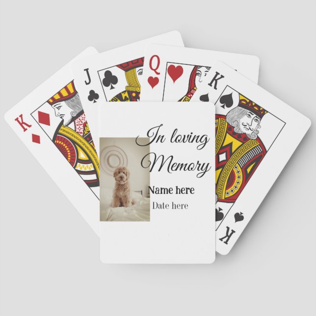 In loving memory memorial keepsake add pet name playing cards (Back)