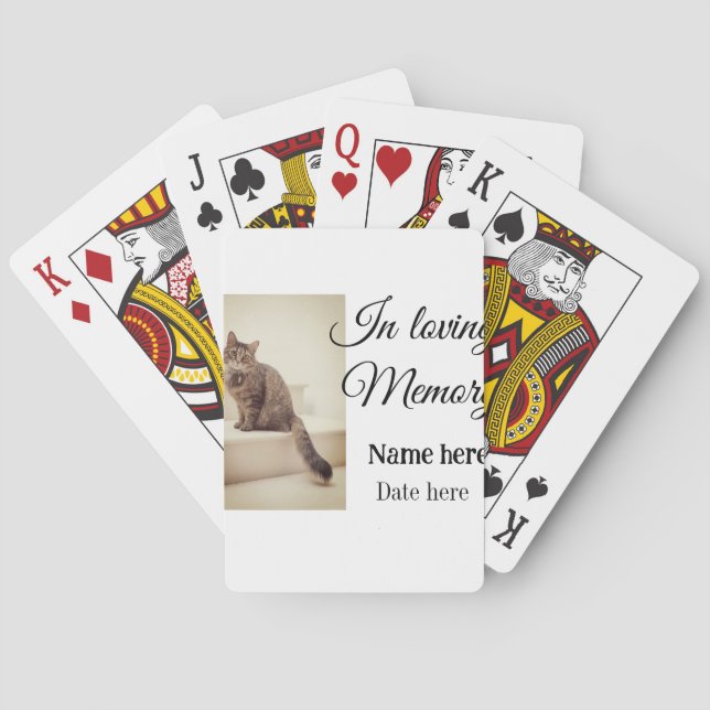 In loving memory memorial keepsake add pet name playing cards (Back)