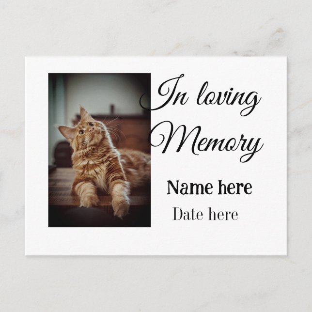 In loving memory memorial keepsake add pet name postcard (Front)